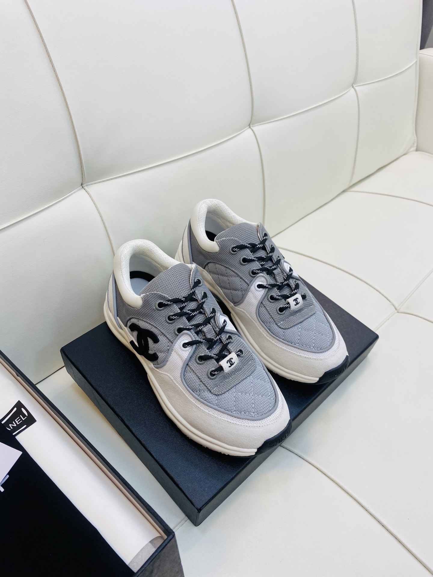 Chanel Low Top CC Trainer White Blue Black