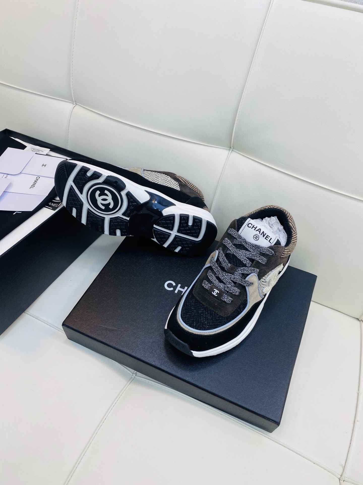 Chanel Low Top CC Trainer Brown Black White
