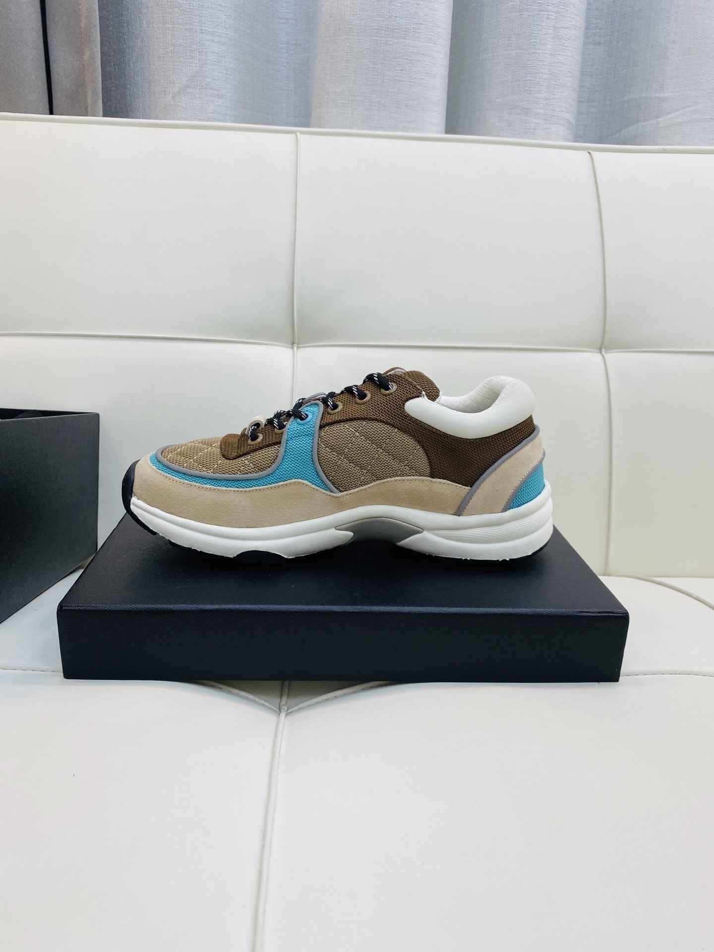 Chanel Low Top CC Trainer Beige Green