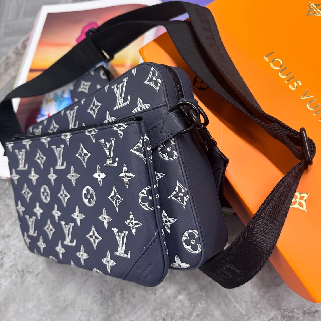 Louis Vuitton Trio Messenger Bag Monogram Blue White