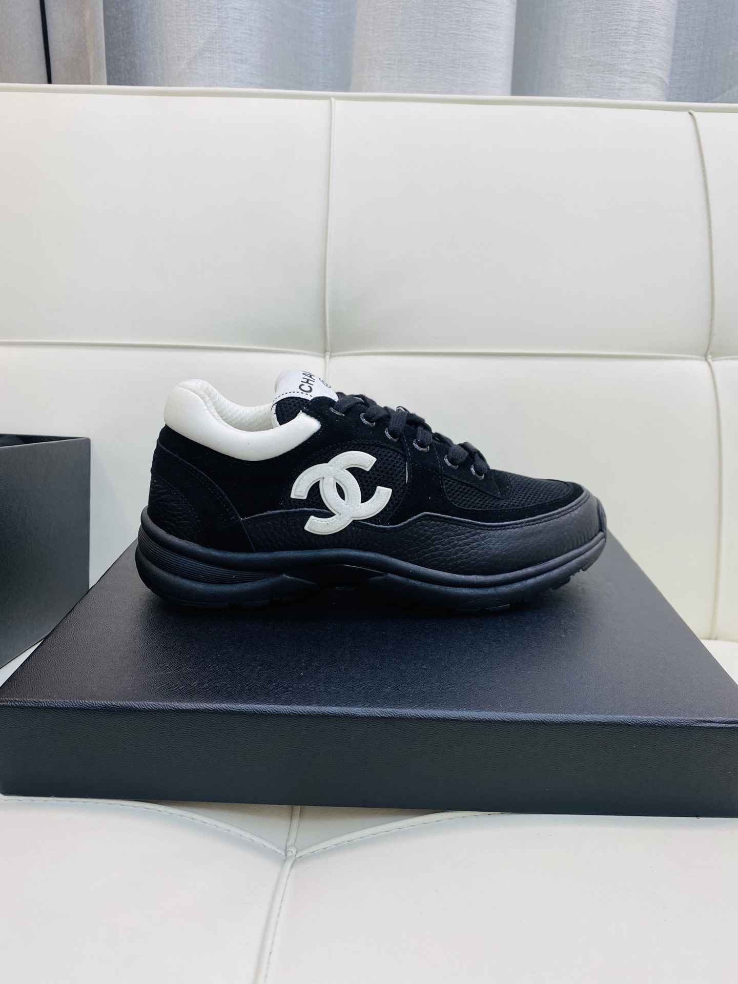 Chanel Low Top CC Trainer Black/White