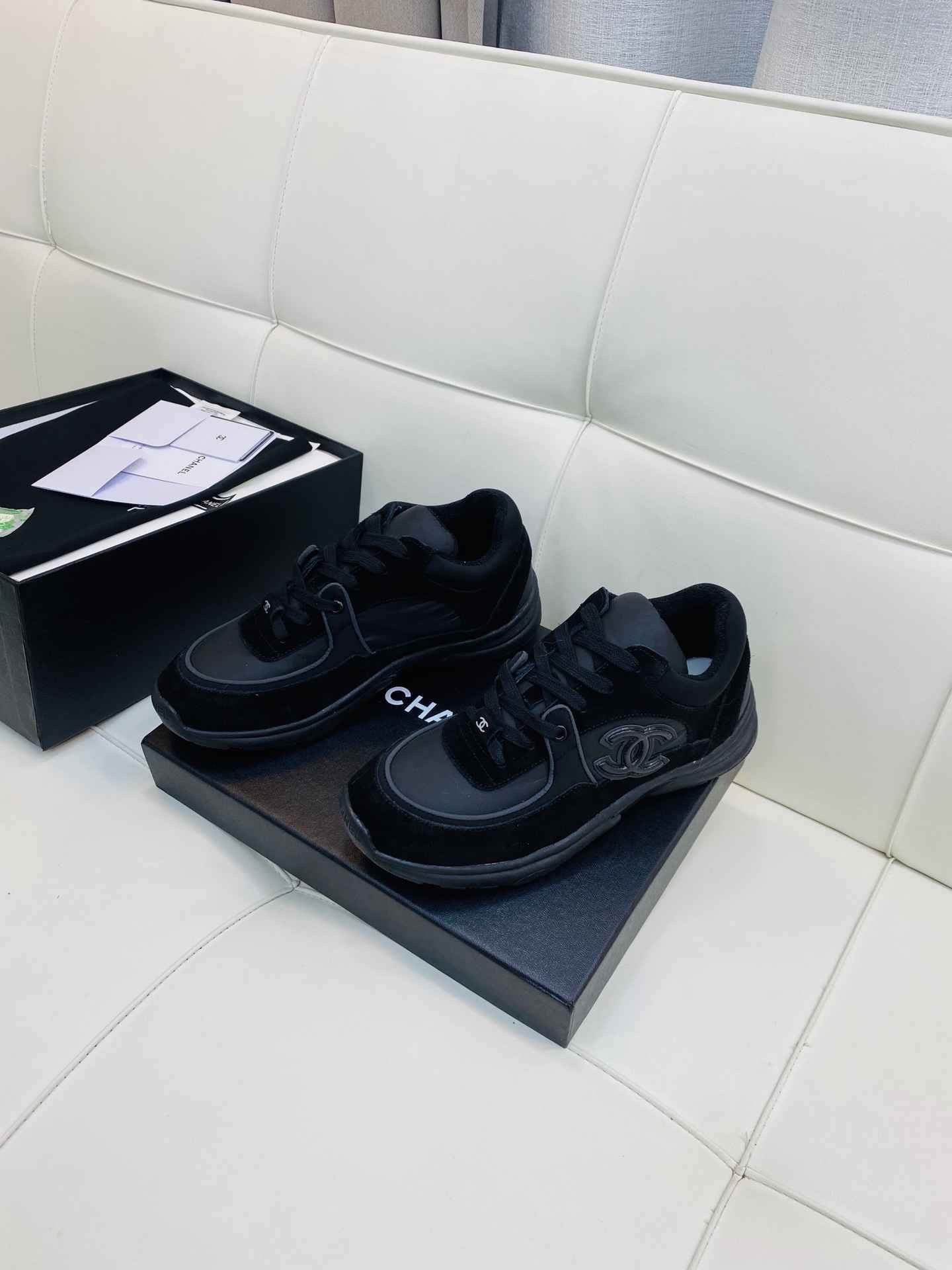Chanel Low Top CC Trainer Black on Black