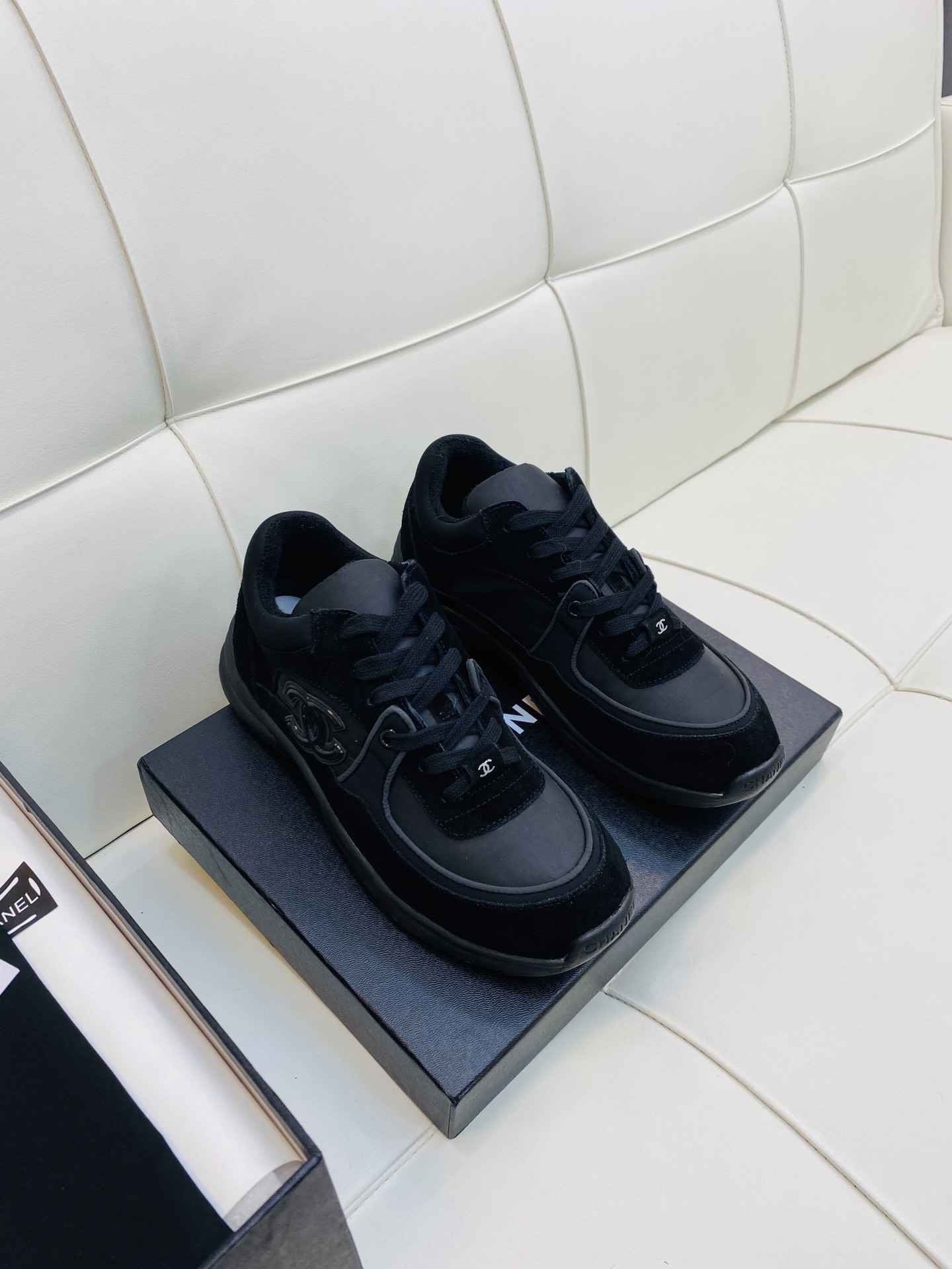 Chanel Low Top CC Trainer Black on Black