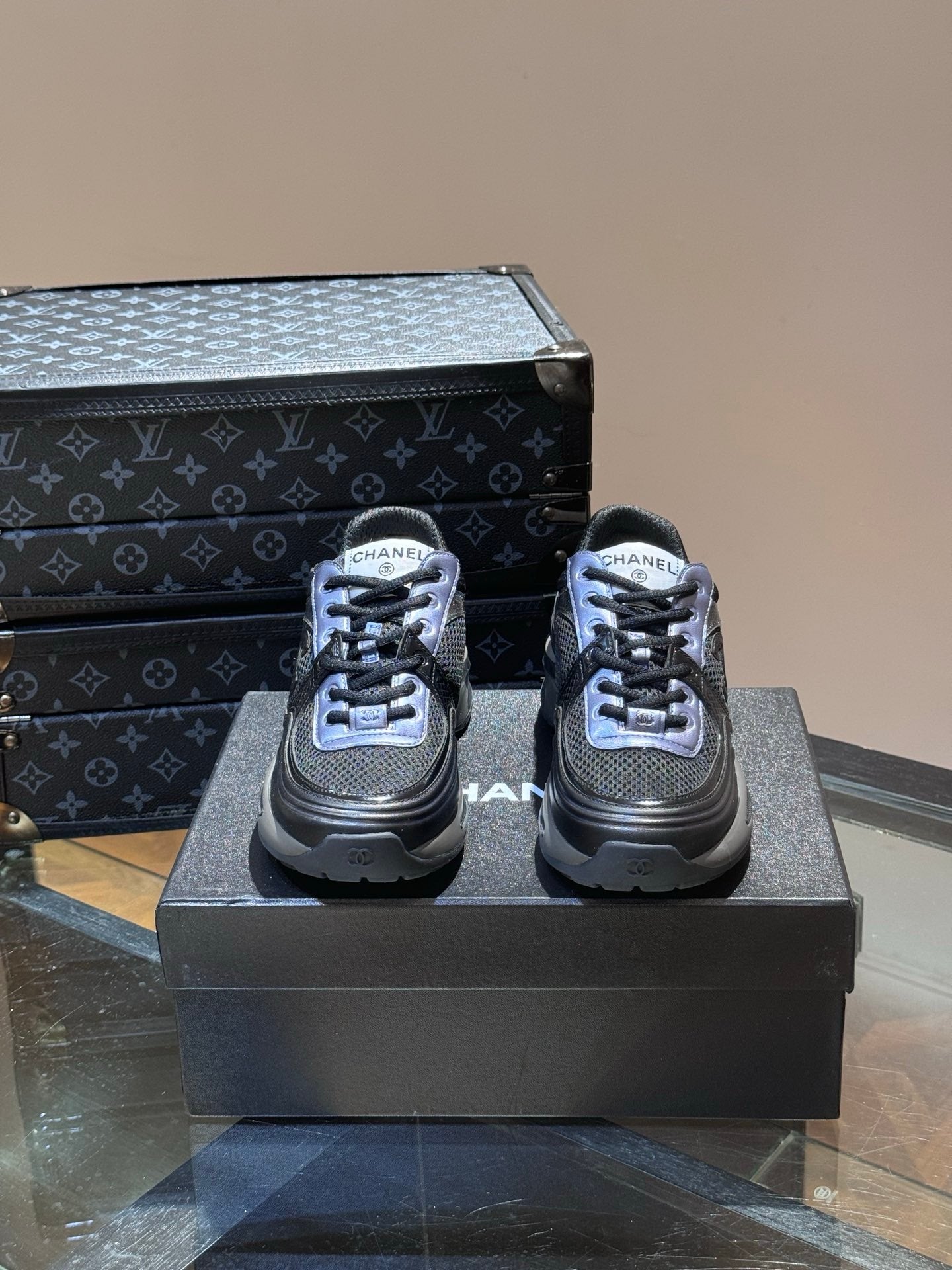 Chanel Low Top CC Trainer Black Blue