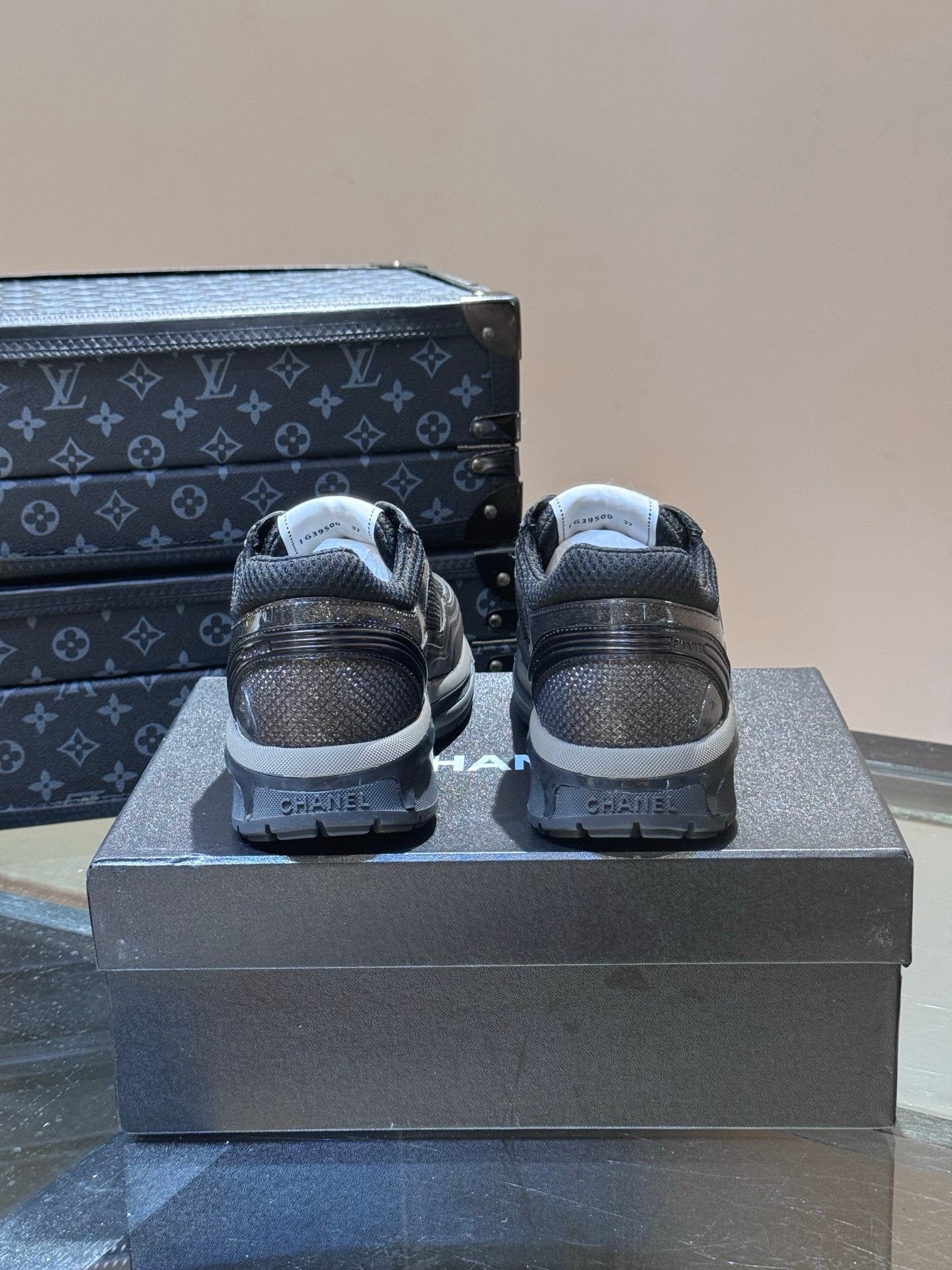 Chanel Low Top CC Trainer Black Blue
