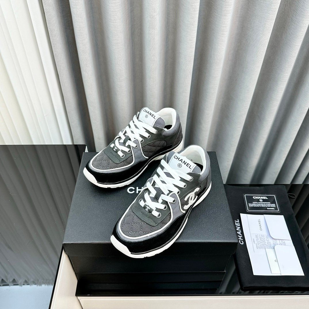 Chanel Low Top CC Trainer Black Grey White
