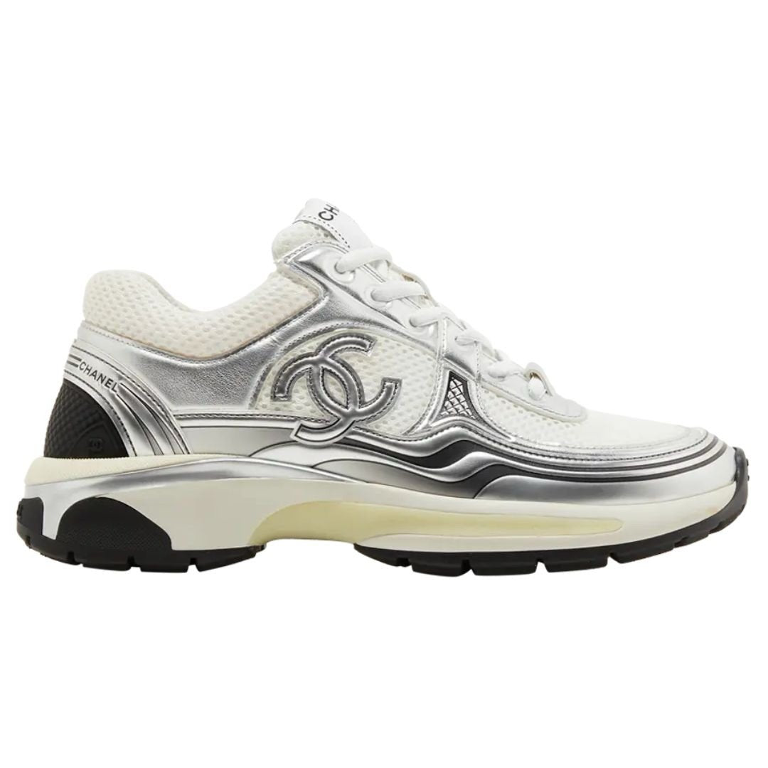 Chanel Low Top CC Trainer White Silver