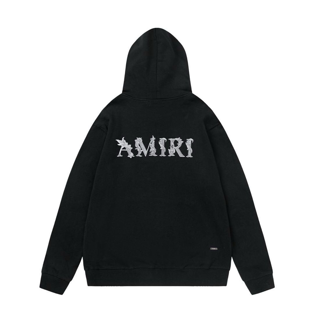 Amiri Baroque Logo Hoodie In Black