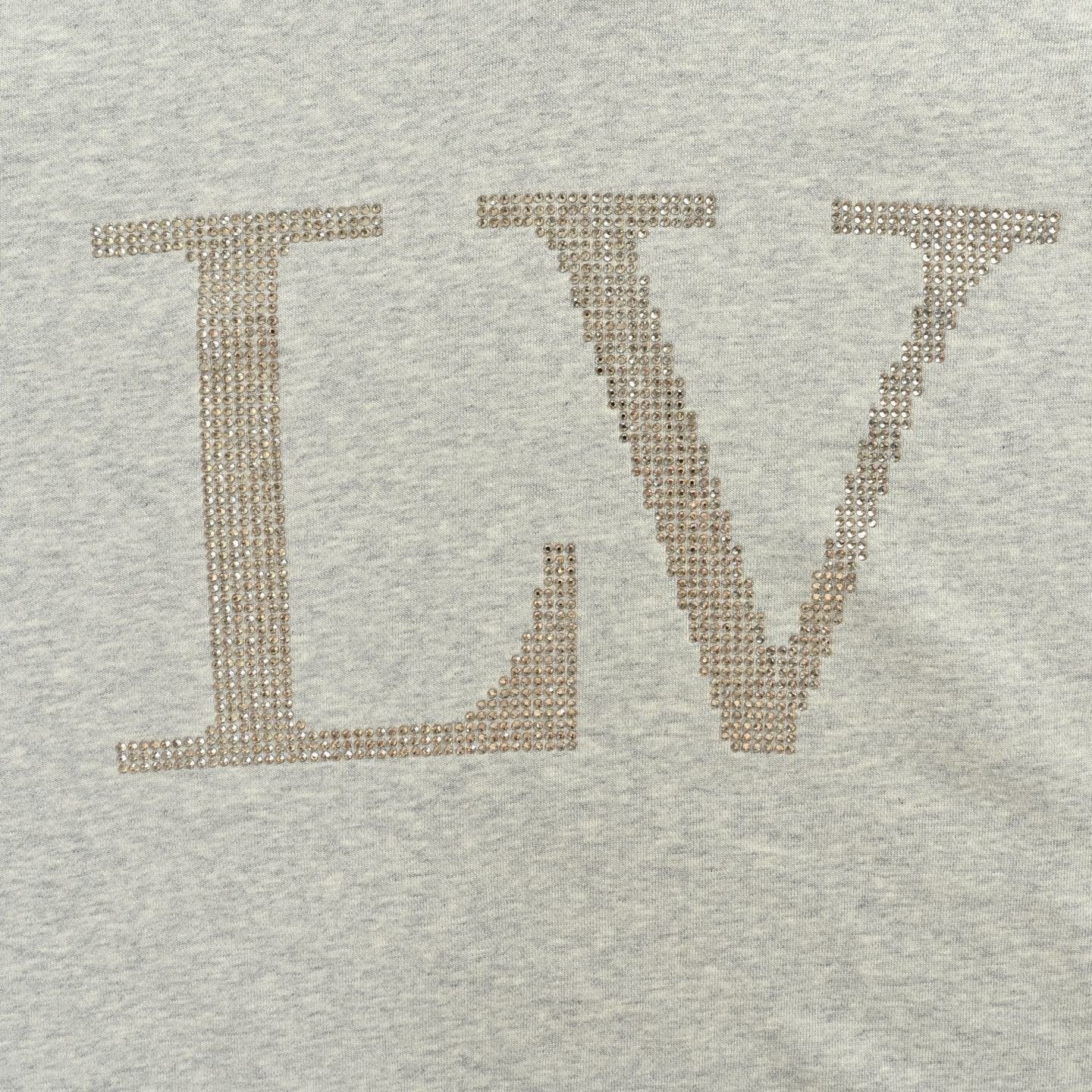 Louis Vuitton Rhinestone Signature Hoodie Grey