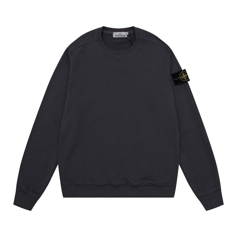 Stone Island Logo Sweater In Dark Grey