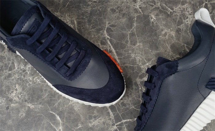 Hermes Bouncing Sneaker Navy Leather Orange