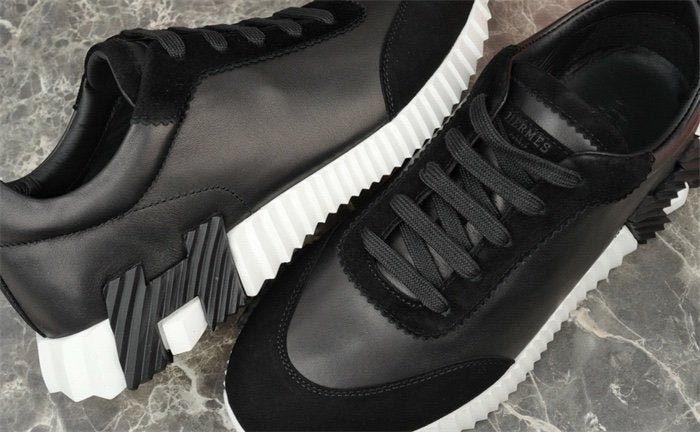 Hermes Bouncing Sneaker Black Leather White