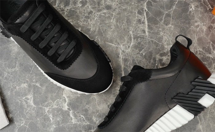 Hermes Bouncing Sneaker Black Leather White