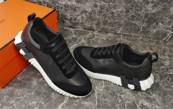 Hermes Bouncing Sneaker Black Leather White