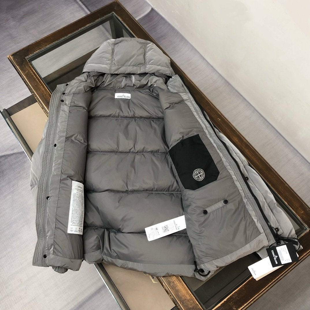 Stone Island Nylon Metal Down Jacket In Grey