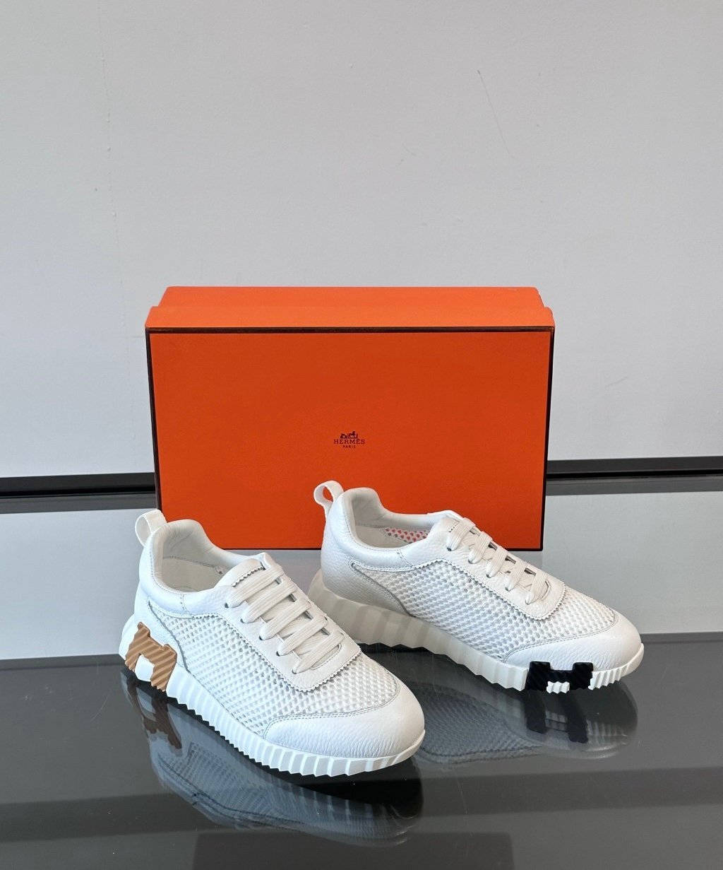 Hermes Bouncing Sneaker White Brown