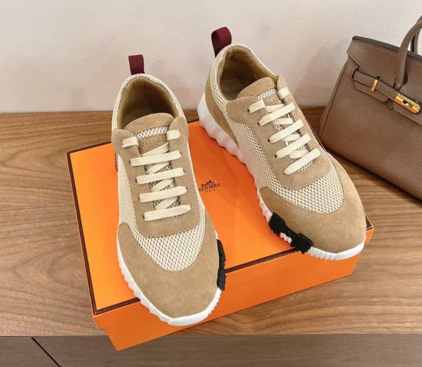 Hermes Bouncing Sneaker Beige Bordeaux