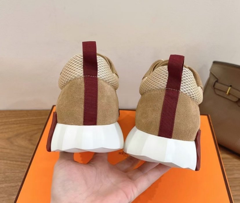 Hermes Bouncing Sneaker Beige Bordeaux