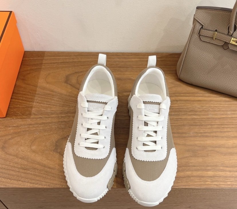 Hermes Bouncing Sneaker White Brown/Beige