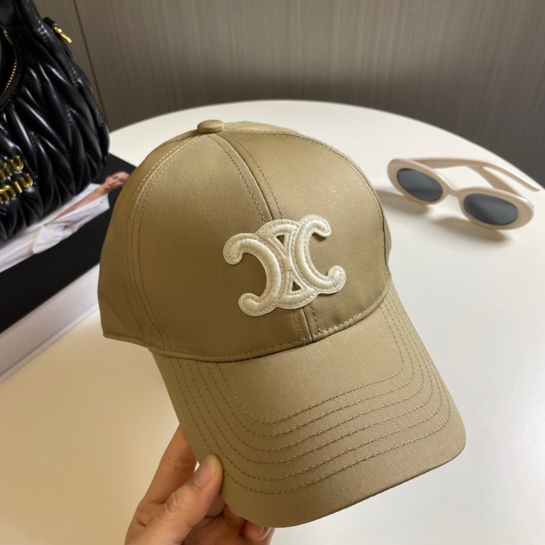 Celine Beige Baseball Cap Triomphe