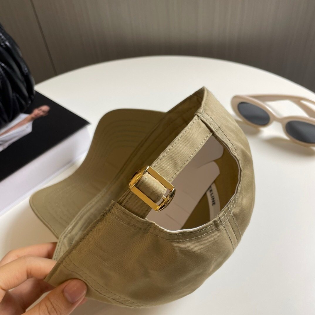 Celine Beige Baseball Cap Triomphe