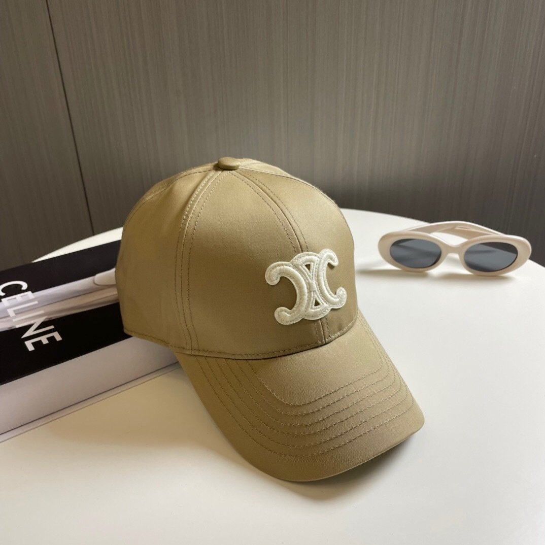 Celine Beige Baseball Cap Triomphe
