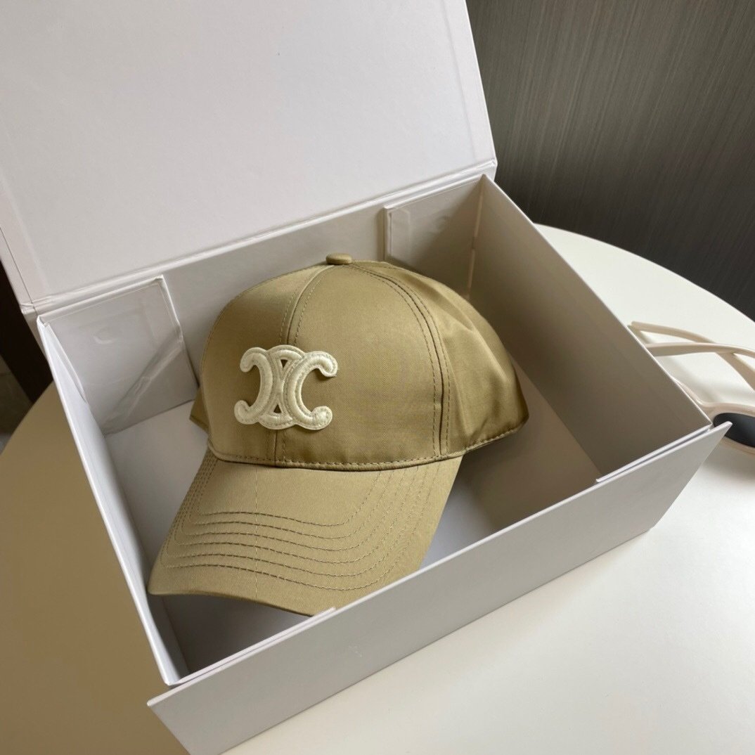 Celine Beige Baseball Cap Triomphe
