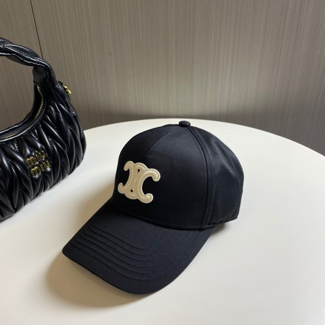 Celine Black Baseball Cap Triomphe