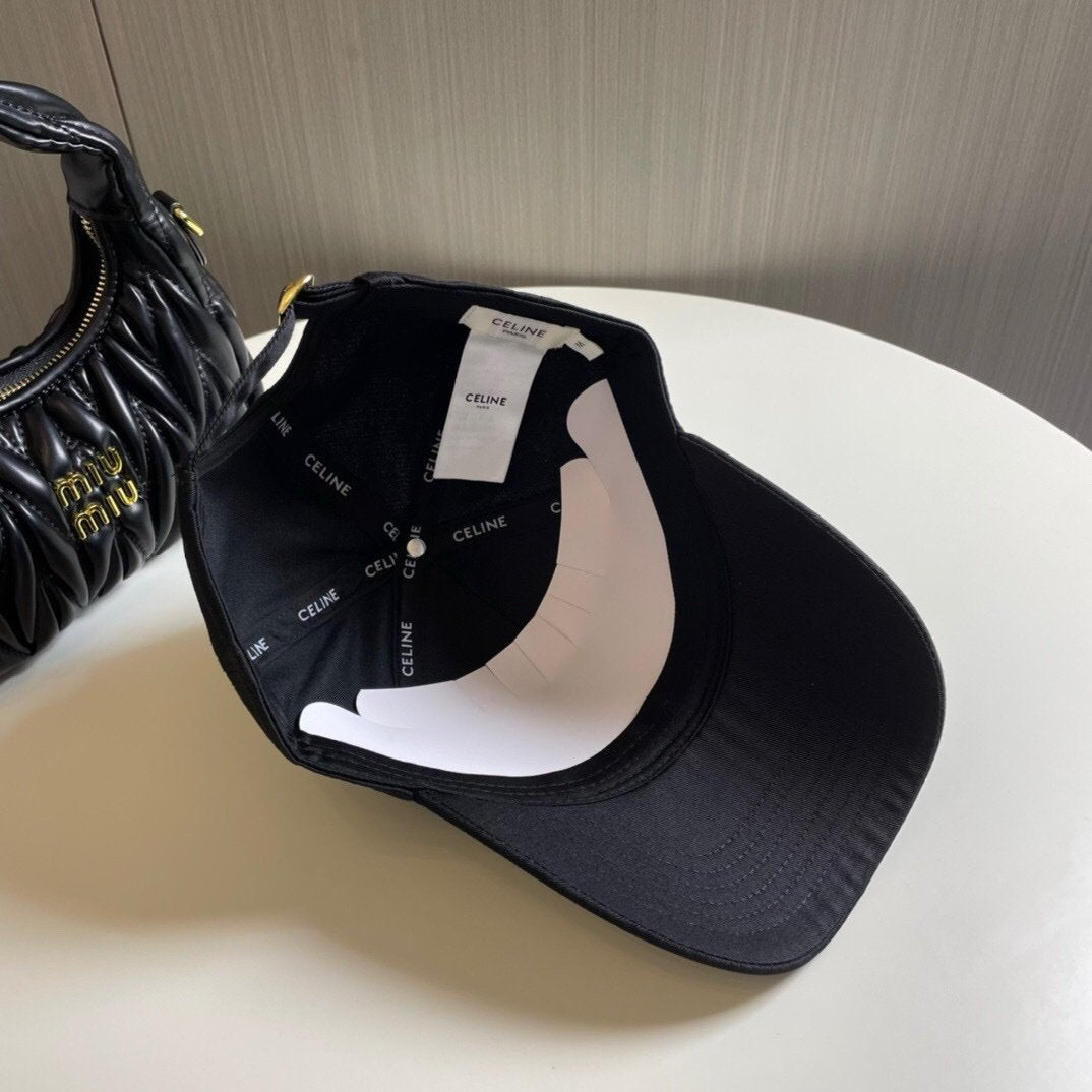 Celine Black Baseball Cap Triomphe