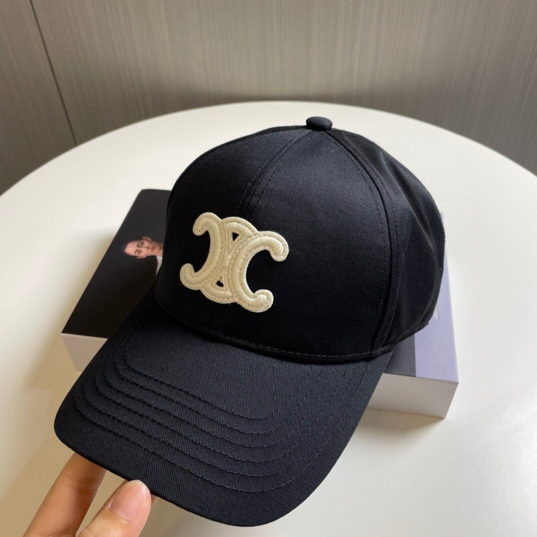 Celine Black Baseball Cap Triomphe