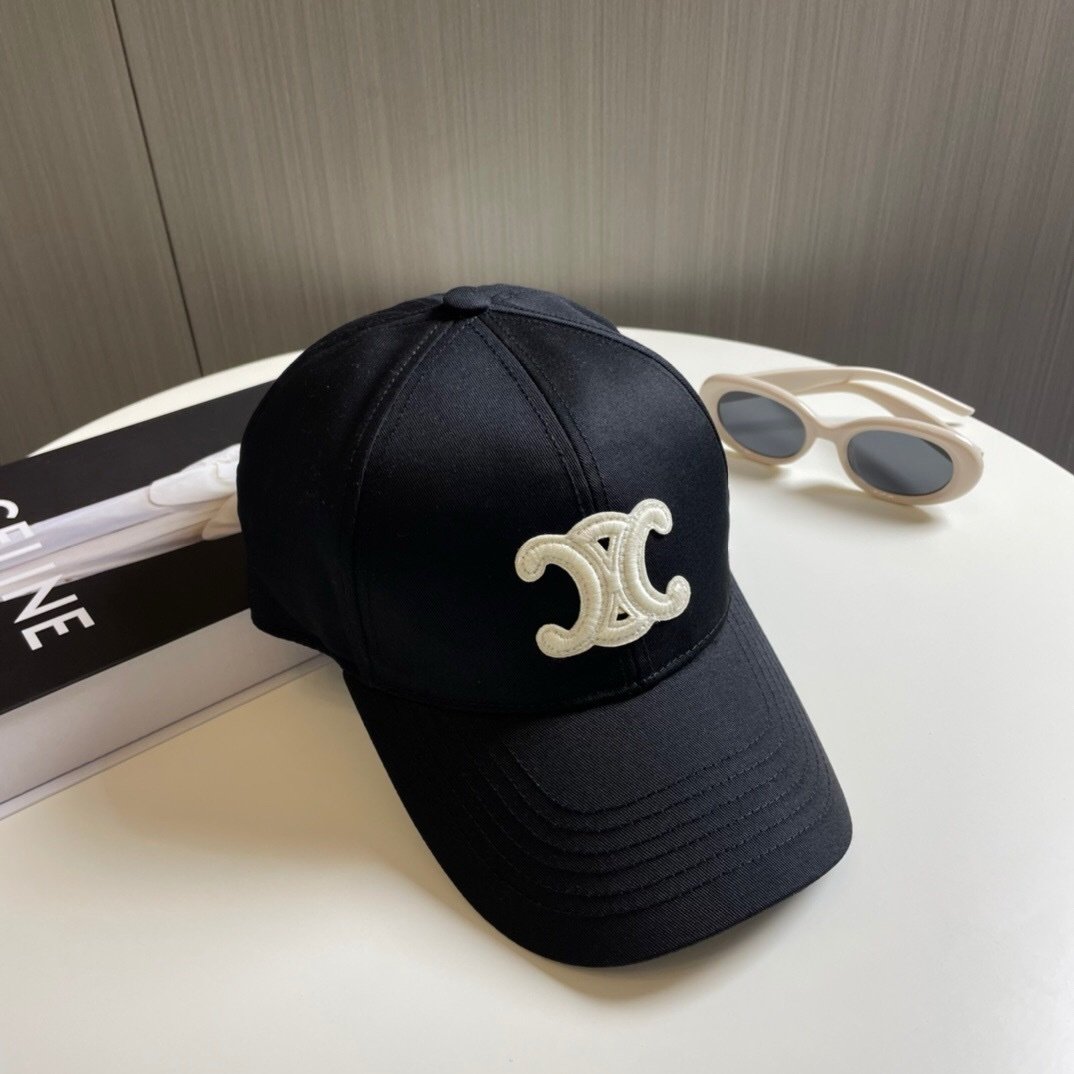 Celine Black Baseball Cap Triomphe