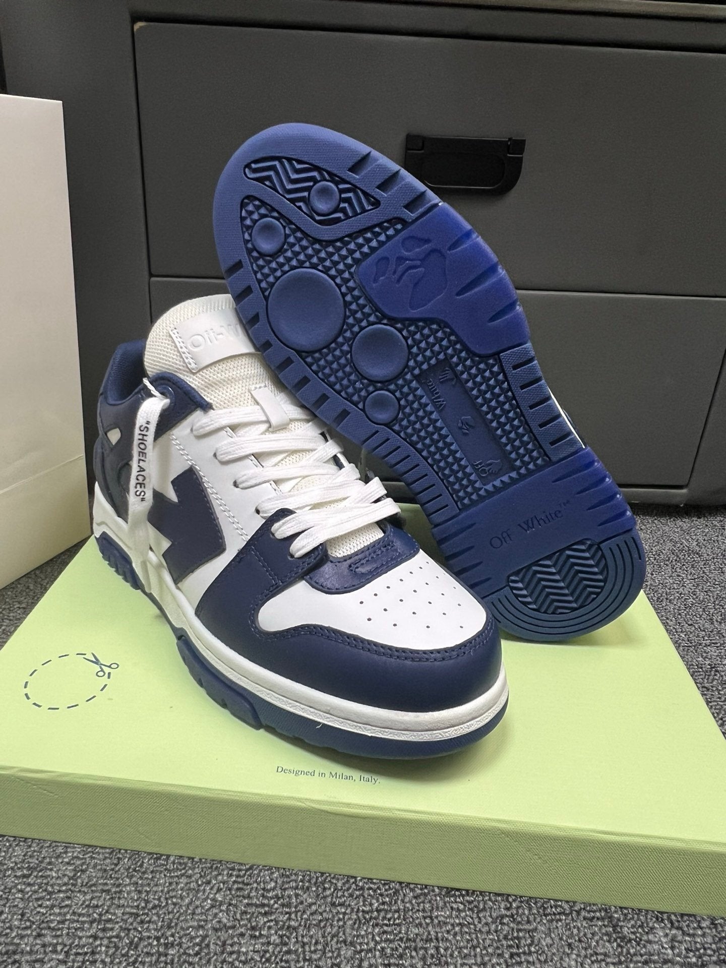 Off-White Out Of Office Low Top In Navy Blue