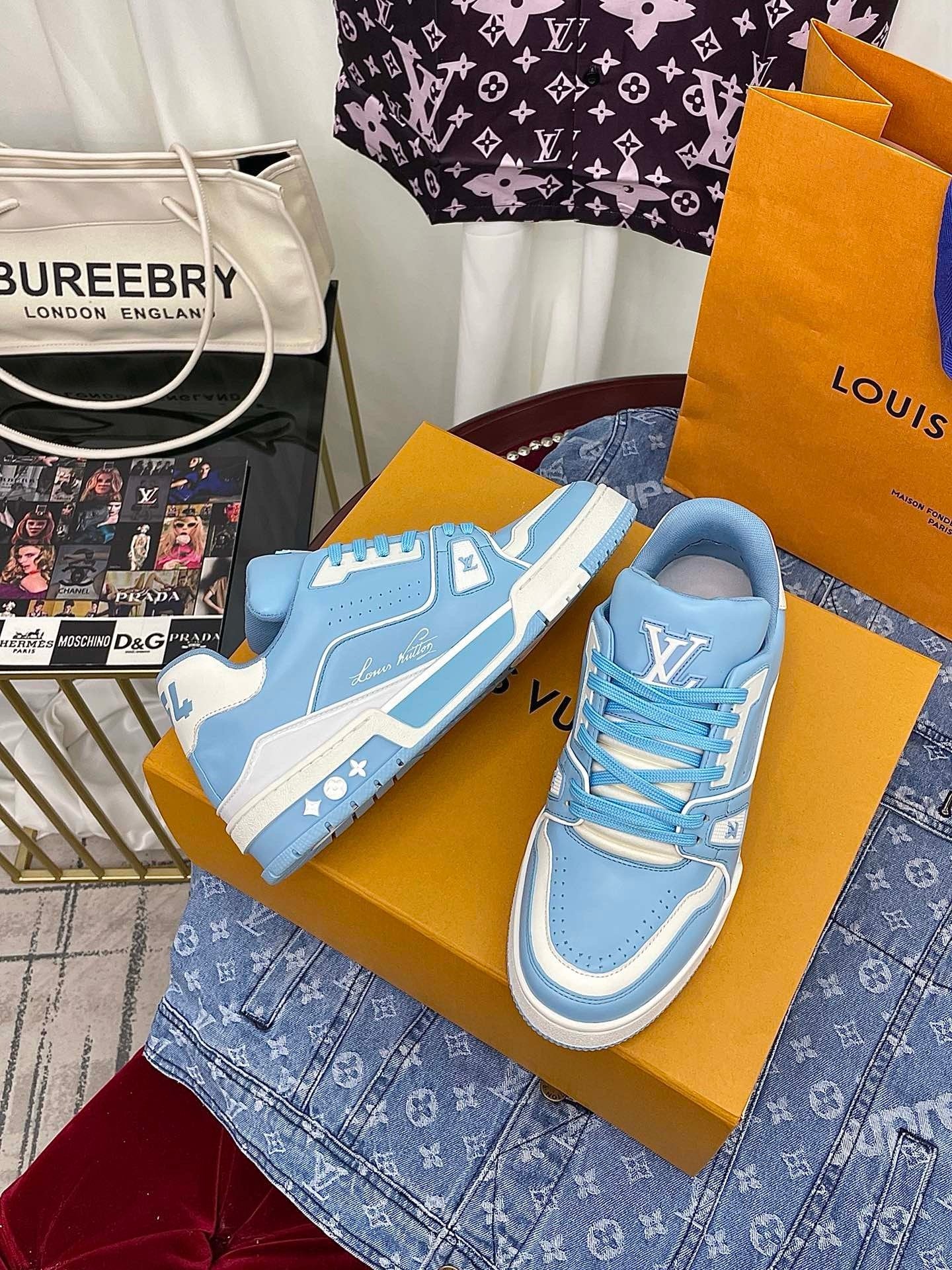Louis Vuitton Trainer #54 Light Blue White