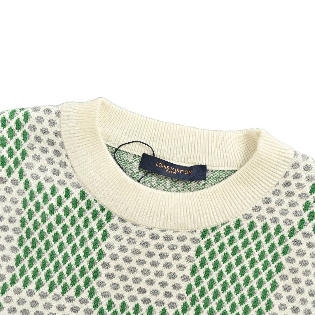 Louis Vuitton Damier Jacquard Cotton Pullover Green