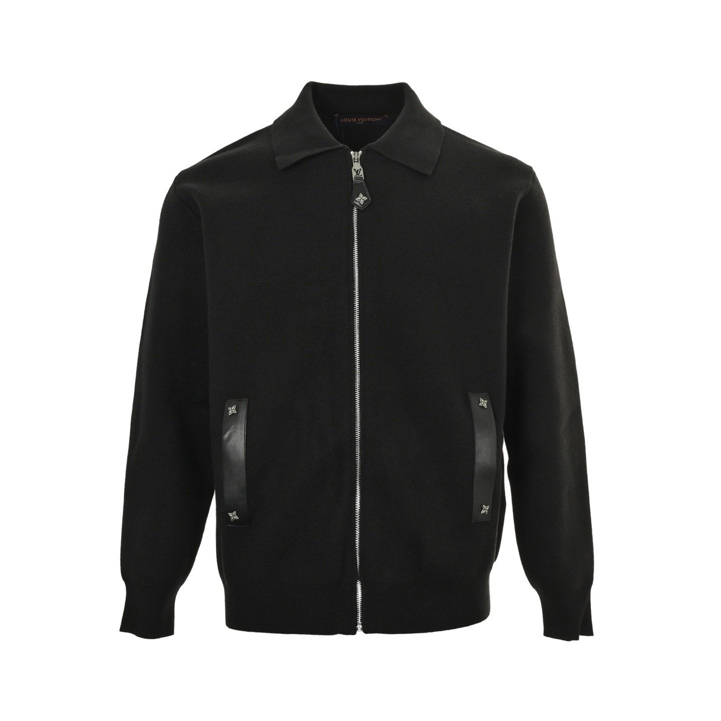 Louis Vuitton Knit Blouson With Leather Details In Black