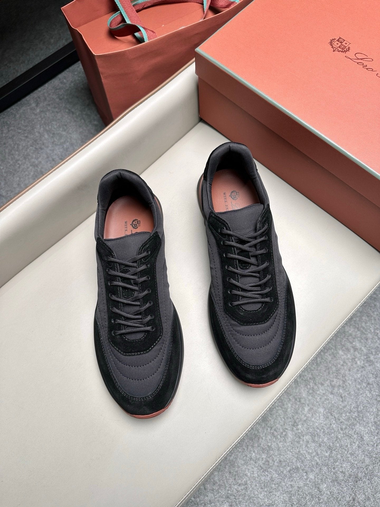 Loro Piana Weekend Walk Suede Black on Black