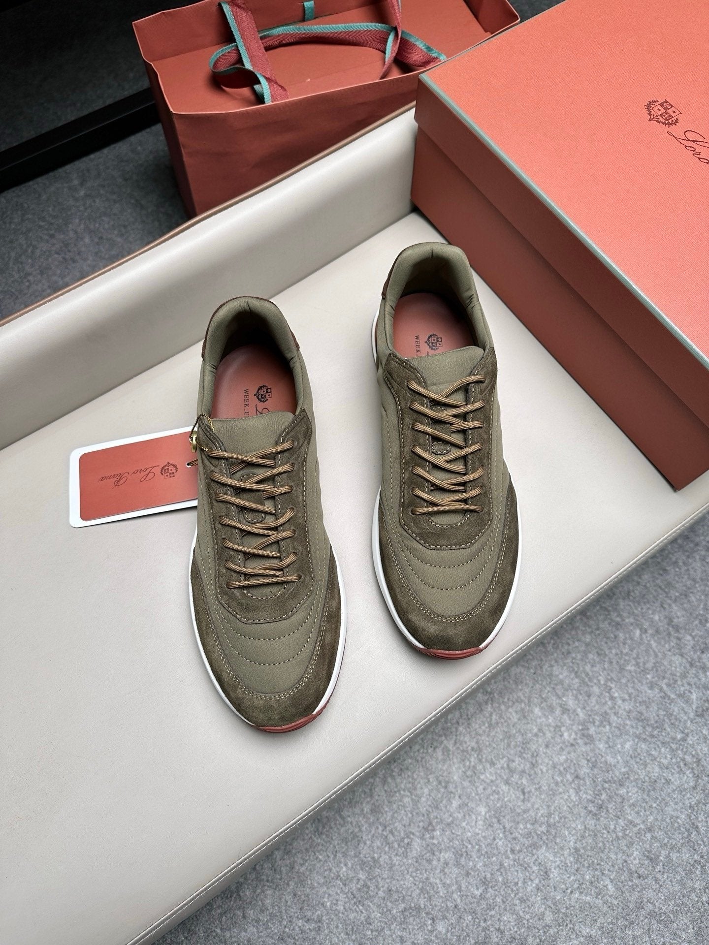 Loro Piana Weekend Walk Suede Green