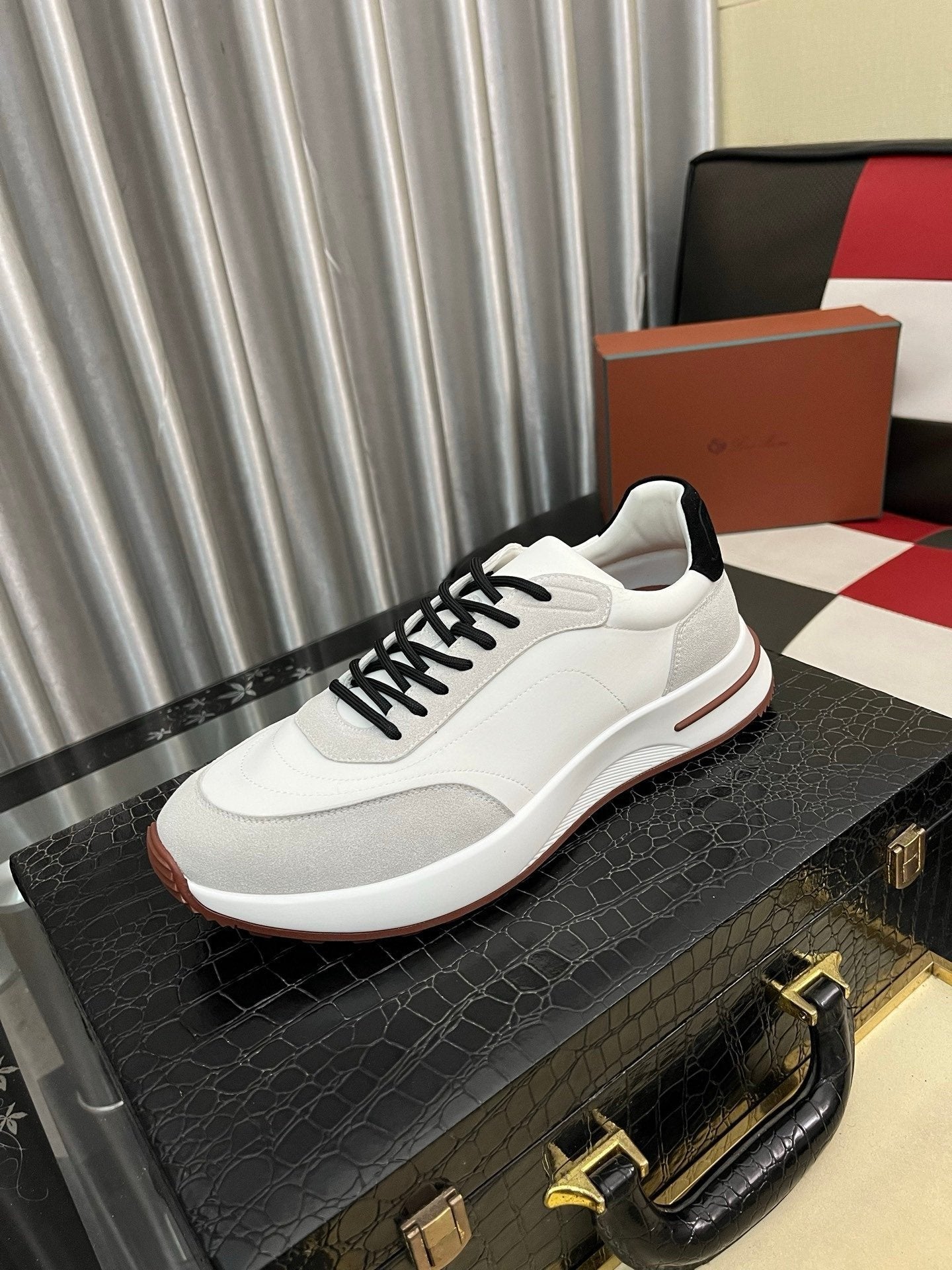 Loro Piana Weekend Walk Suede White Black