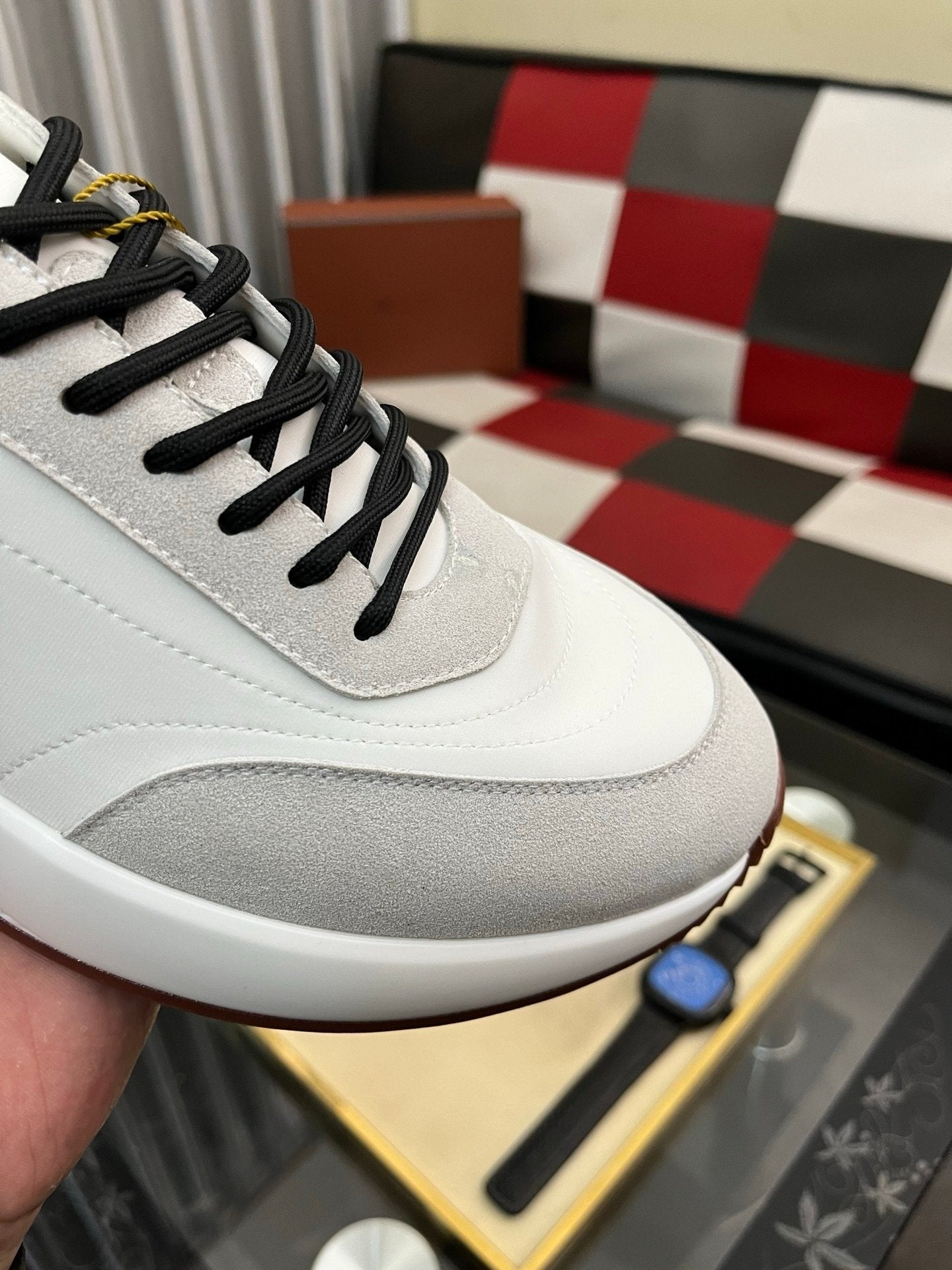 Loro Piana Weekend Walk Suede White Black