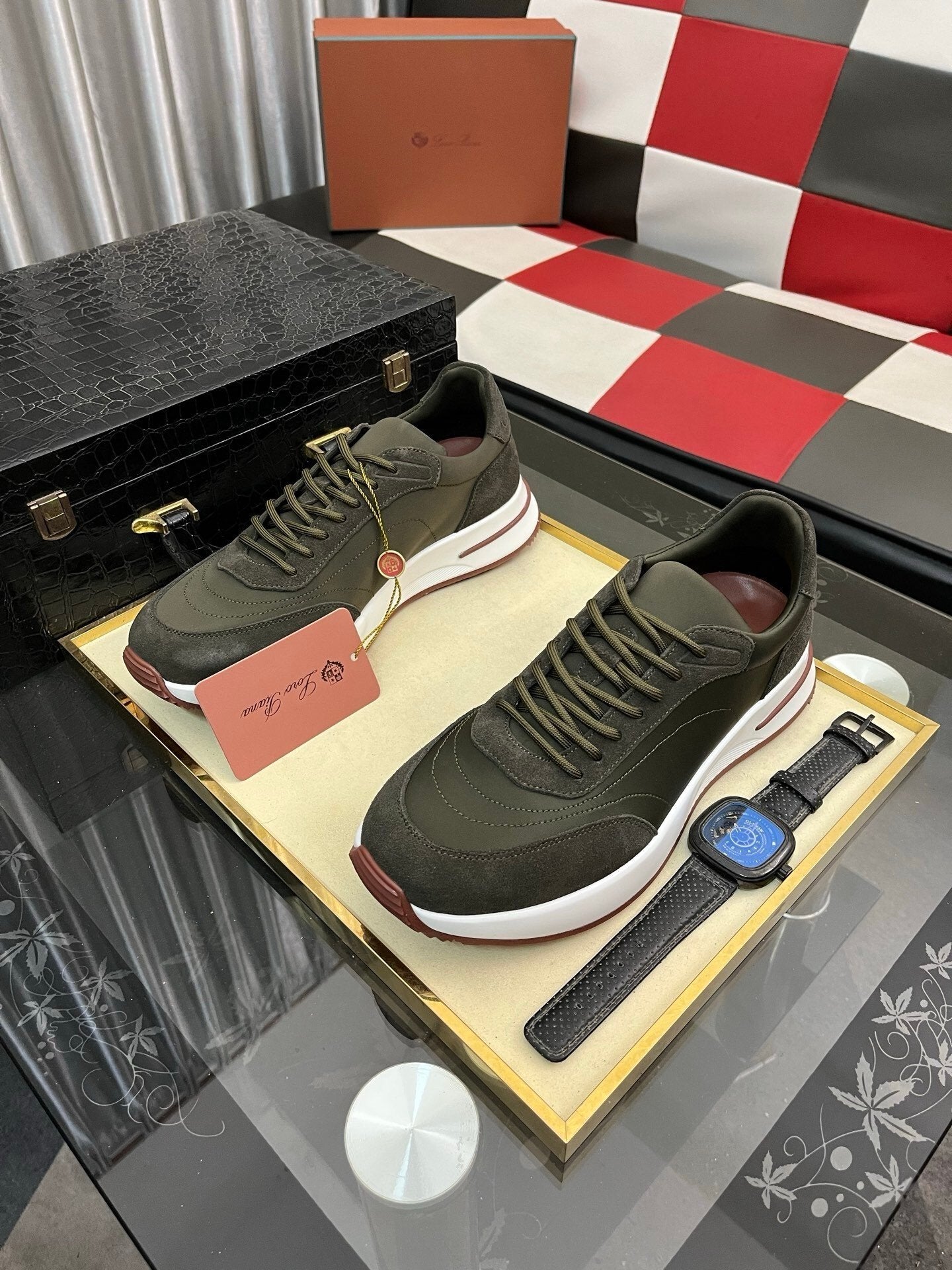 Loro Piana Weekend Walk Suede Dark Green