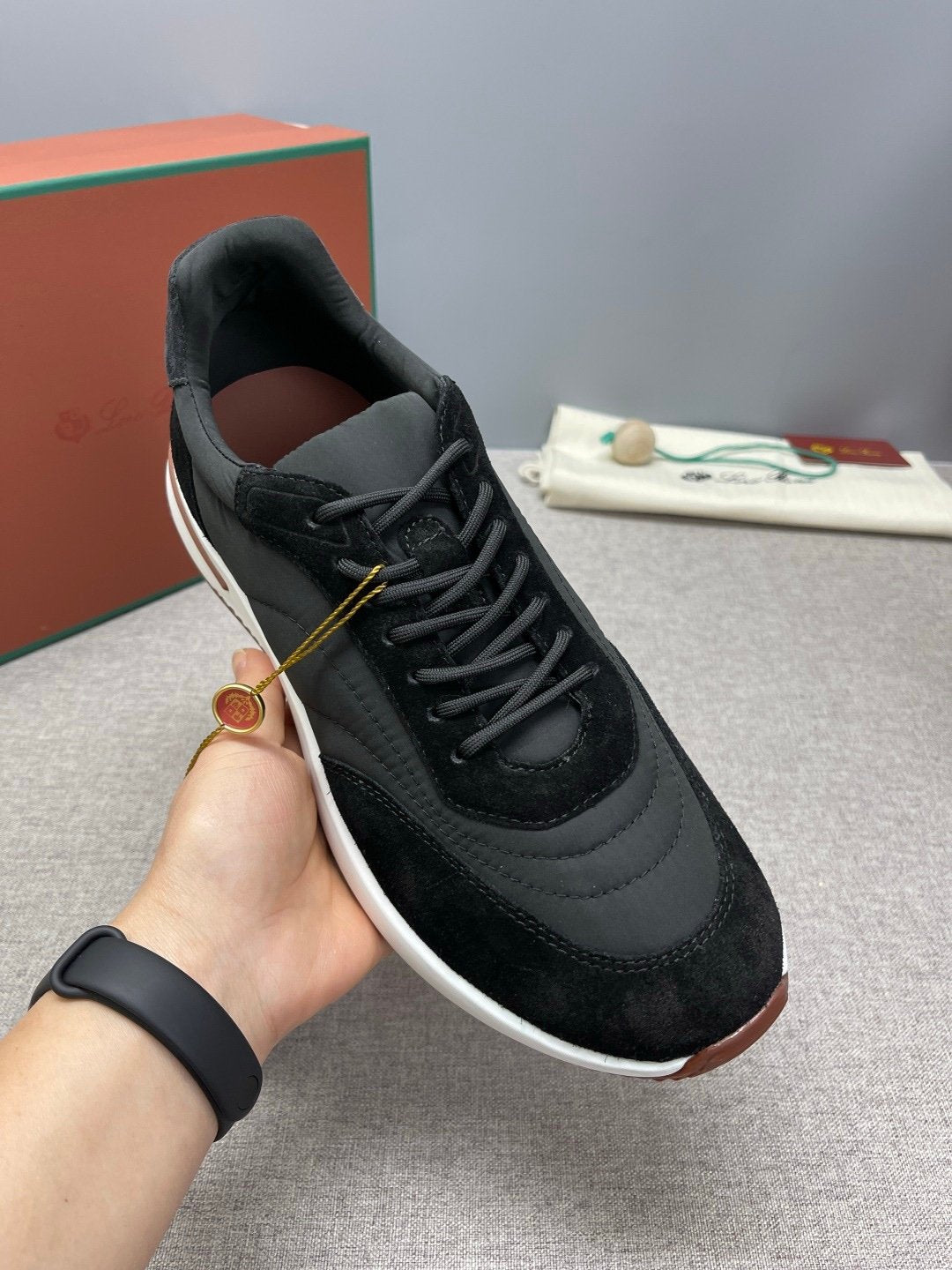 Loro Piana Weekend Walk Suede Black