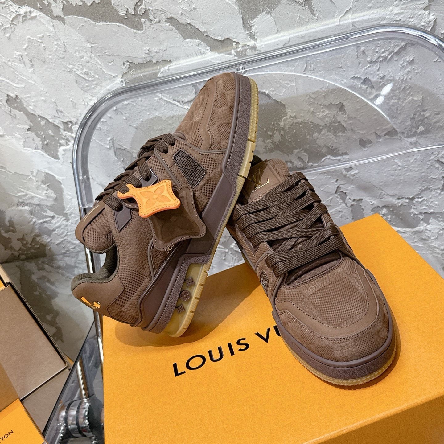 Louis Vuitton Trainer Suede Brown
