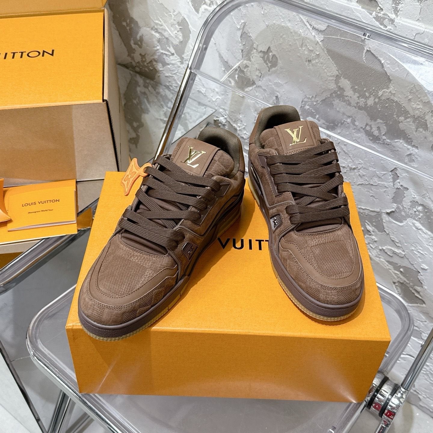 Louis Vuitton Trainer Suede Brown