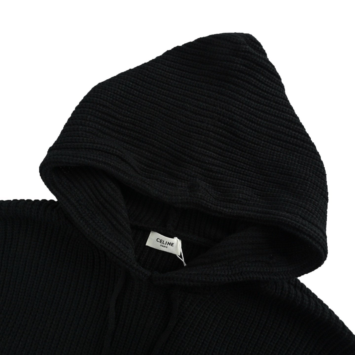Celine Black Wool Loose Hoodie Relaxed Fit
