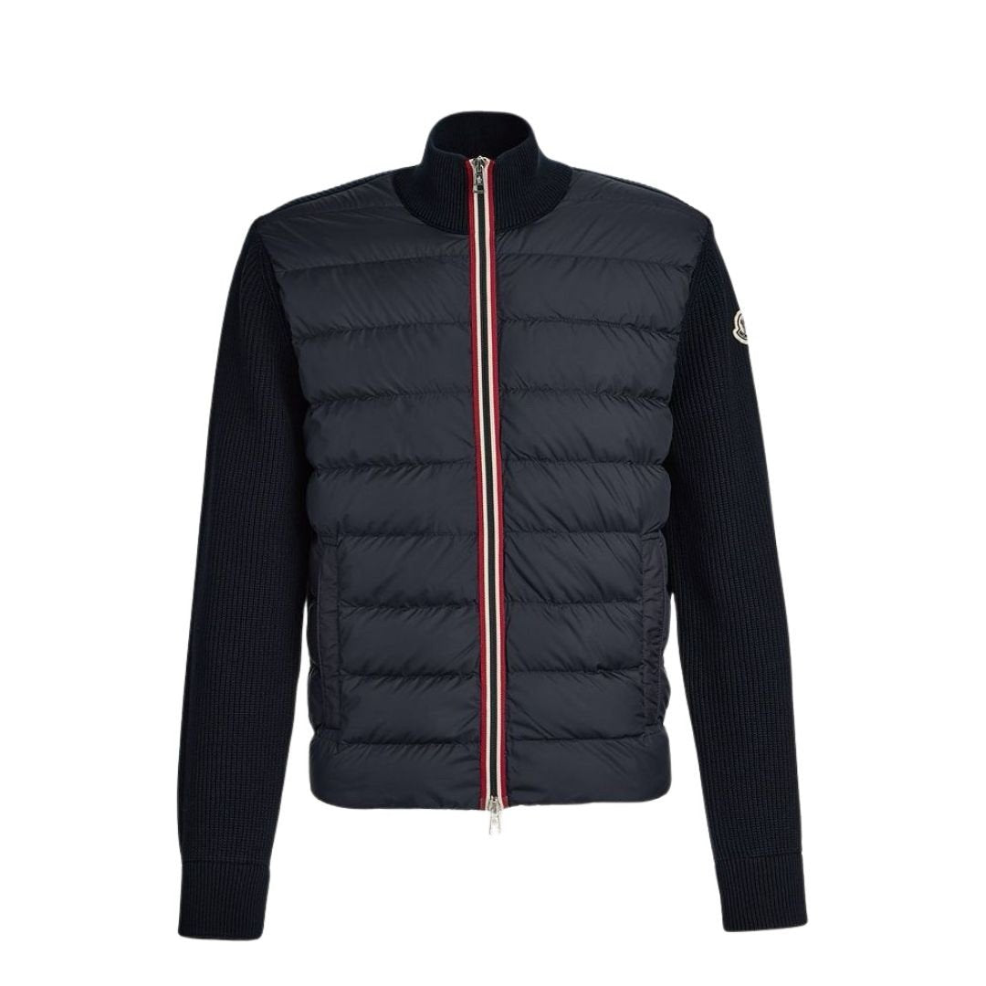 Moncler Tricot Hybrid Zip Cardigan Black