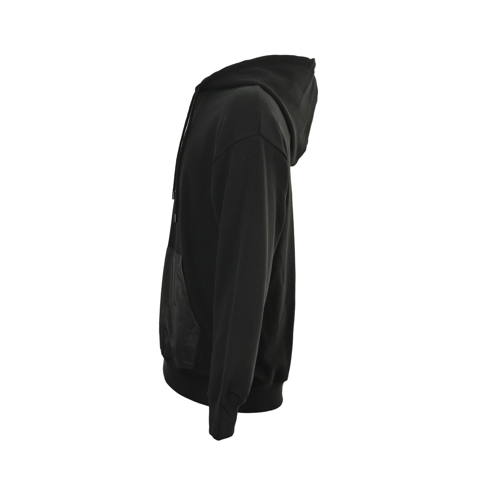 Prada Middle Logo Fleece Hoodie In Black