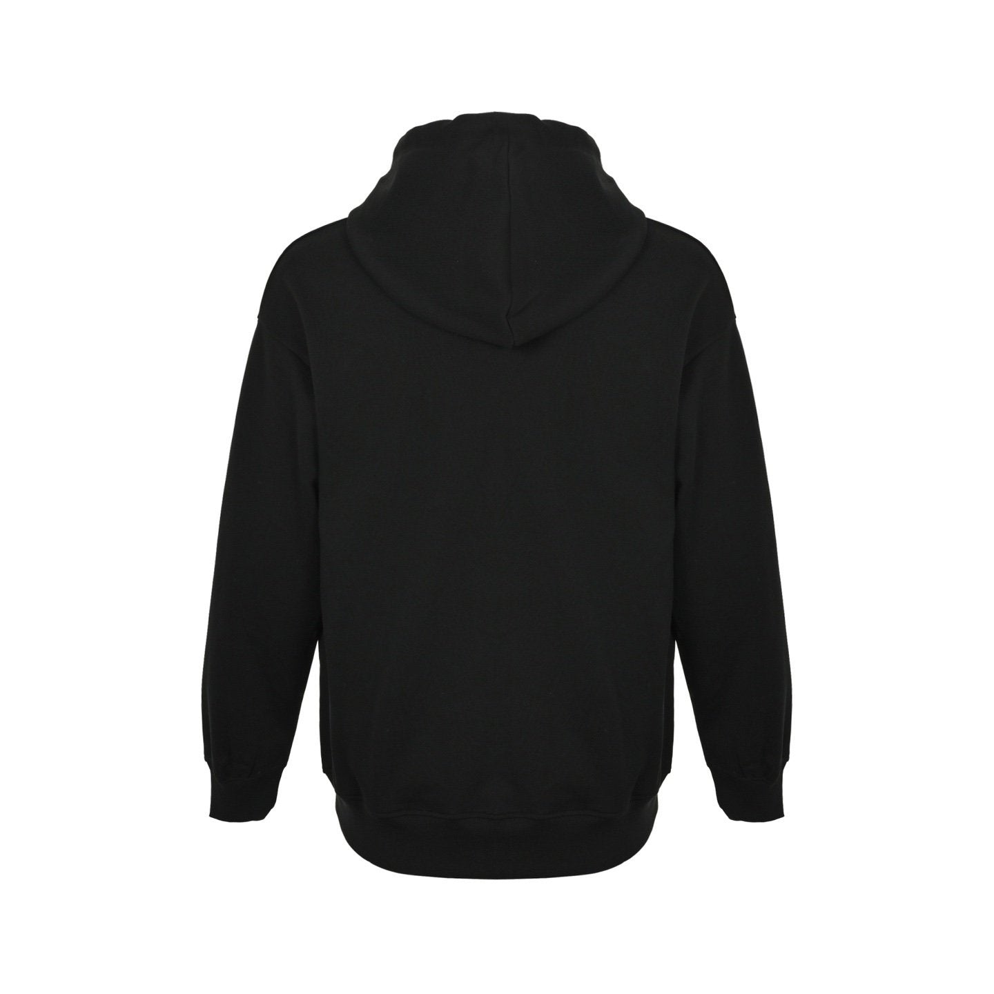 Prada Middle Logo Fleece Hoodie In Black