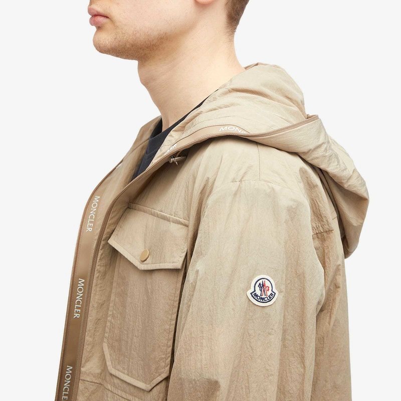 Moncler Plessur Crinkle Nylon Jacket In Beige