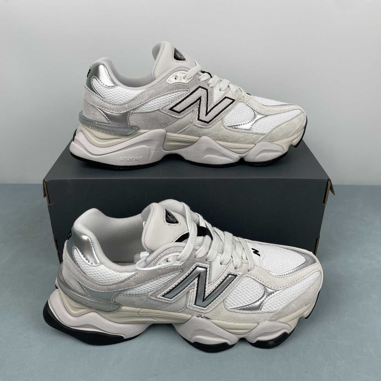New Balance 9060 White Black Metallic Silver
