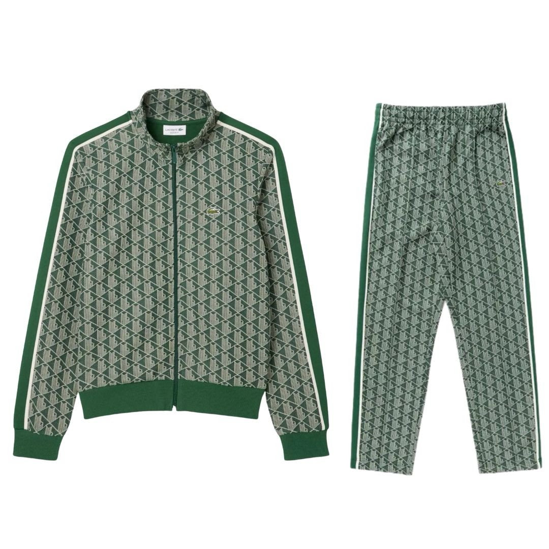 Lacoste Jacquard Monogram Tracksuit In Green